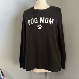 PositiviTees Lg (12-14) Black Long Sleeve Sweatshirt White Graphics - Dog Mom